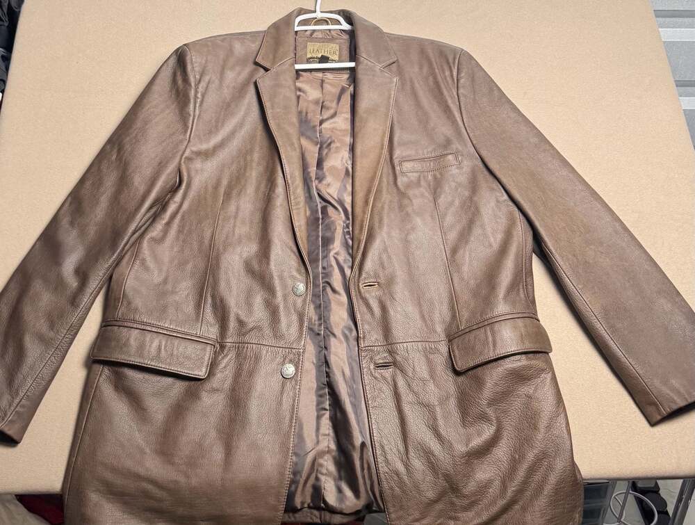 Cabela's Leather Men's Three-Button Leather Blazer Brown Size 48 Tall